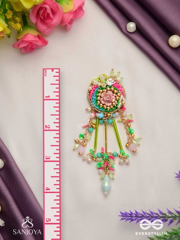 MANJUSUMANA - BEAUTIFUL BLOSSOM - PASTEL COLOR BEADS  AND DETAIL WORK WITH GOLDEN EMBELLISHMENT EARRINGS