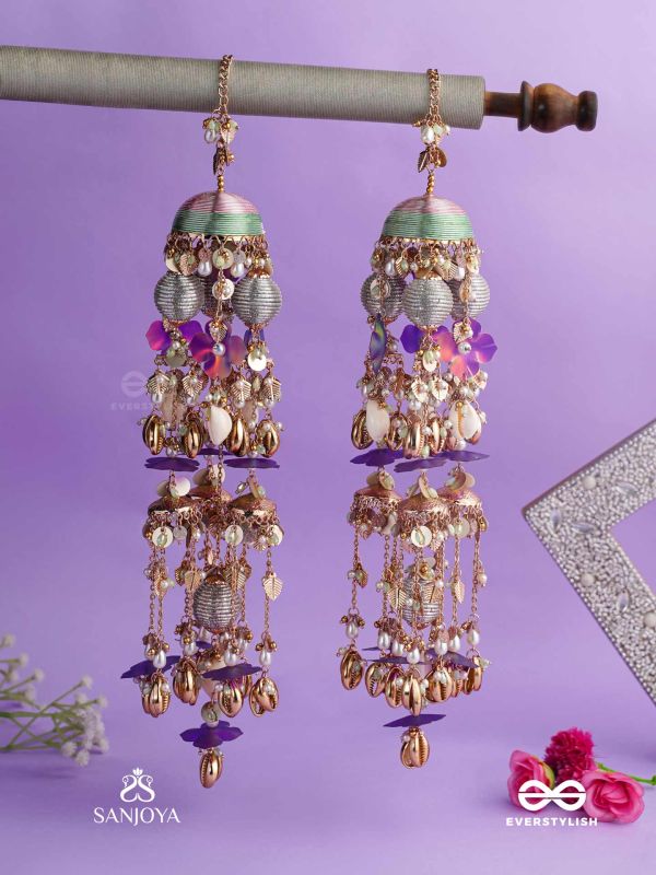 RANGOLIKA - A CANVAS OF COLORS - FLORAL INSPIRED METALLIC CHAINS WITH VIBRANT BEADS AND SHELLS  HAND EMBROIDERD KALEERE 