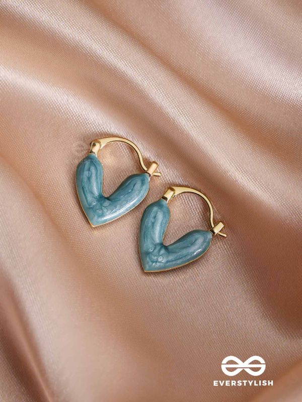 SERENIC SOLACE - BLUE ENAMELED HEART STUD EARRINGS