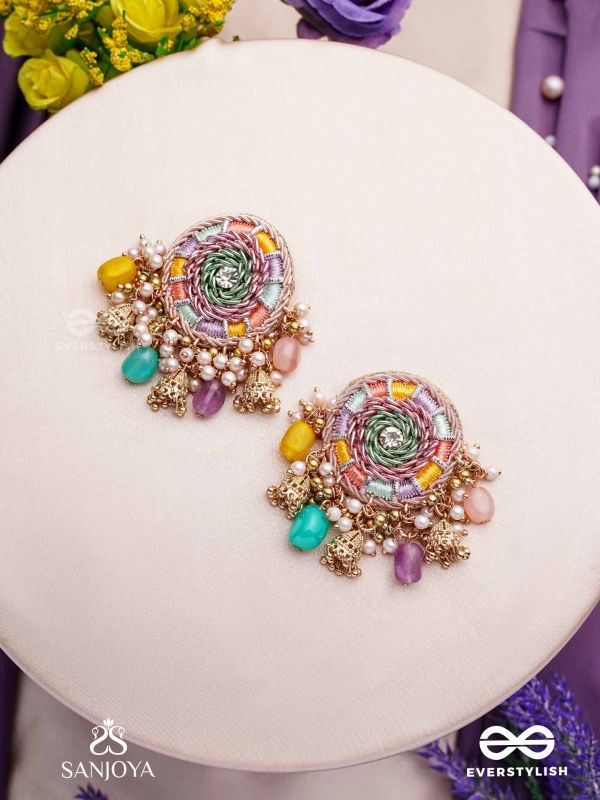 RANGVATI - FULL OF COLORS - EXQUISITE MULTI-HUED EARRINGS WITH PEARL AND CRYSTAL EMBELLISHMENTS