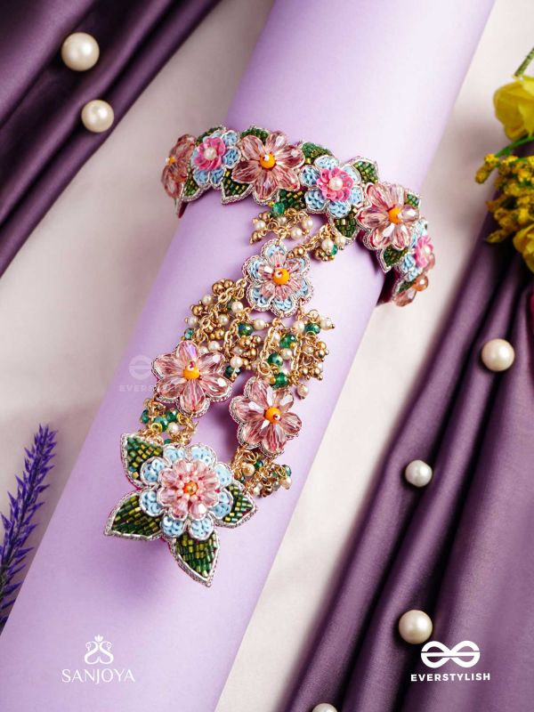 MADHUVRATA - SPRING BLOOM - DELICATE EMBROIDERED HAATHPHOOL WITH FLORAL MOTIFS, BEADS AND PEARLS