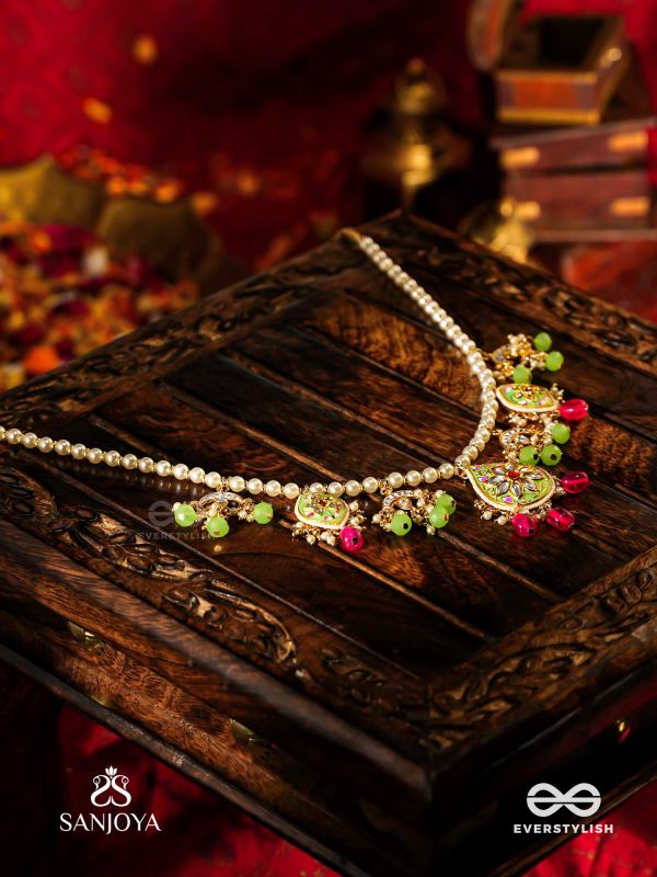 TARUNYA - YOUTHFUL CHARM - ELEGANT KUNDAN NECKLACE WITH ENAMEL ACCENTS AND COLORFUL BEADS