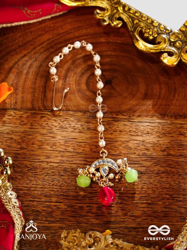 TARUNYA - YOUTHFUL CHARM - ELEGANT KUNDAN MAANGTIKA WITH ENAMEL ACCENTS AND COLORFUL BEADS