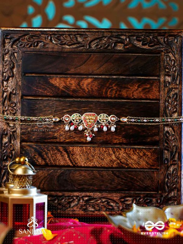 SUNDARIKA - BEAUTIFUL ONE - INTRICATE KUNDAN NECKLACE WITH ENAMEL WORK AND PEARL DROPS