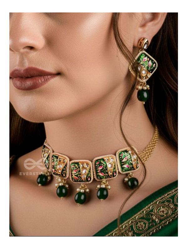 VANASHREE - QUEEN OF THE FOREST- HANDMADE KUNDAN SET WITH NECKLACE AND EARRINGS 