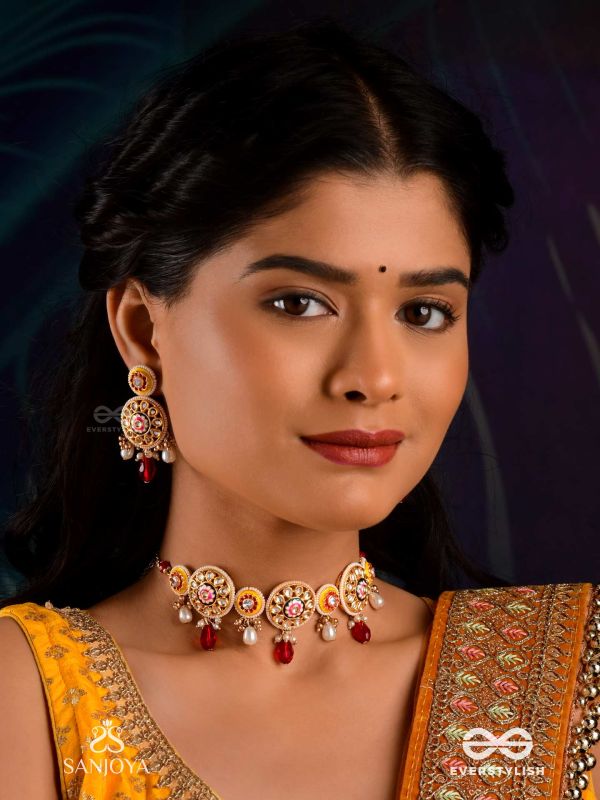 DIVYANJALI - DIVINE OFFERING - HANDMADE KUNDAN SET WITH NECKLACE AND EARRINGS 