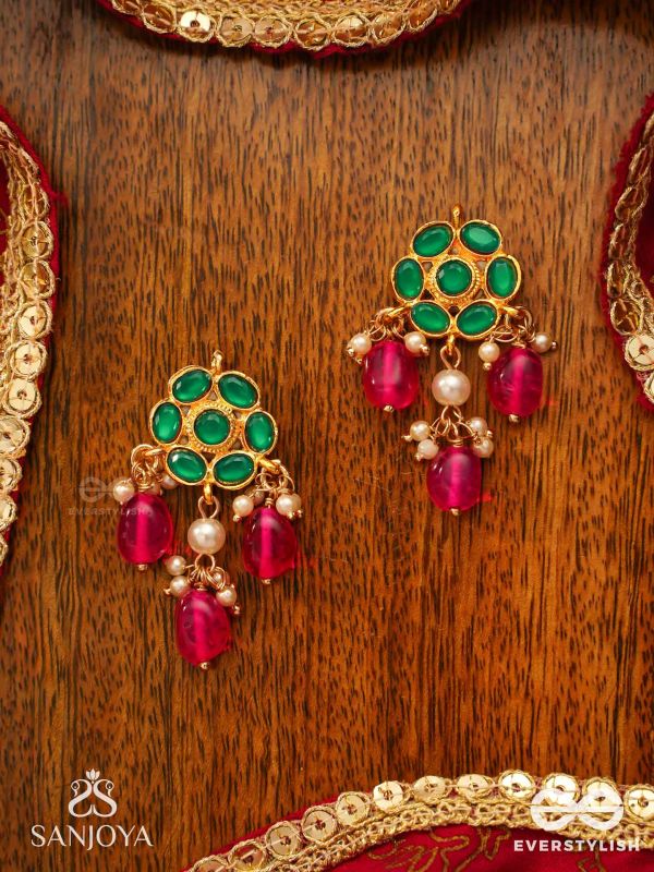 ANURAGA - LOVE’S EMBRACE - HERITAGE-INSPIRED KUNDAN POLKI EARRINGS WITH DAINTY BEADED DROPS