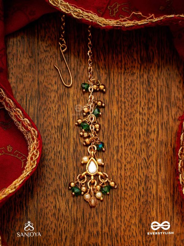 VARSHALEKHA - RAINFALL STROKES - ROYAL HERITAGE MULTI-STRAND KUNDAN MAANGTIKA WITH PEARL STRINGS AND POLKI DROPS