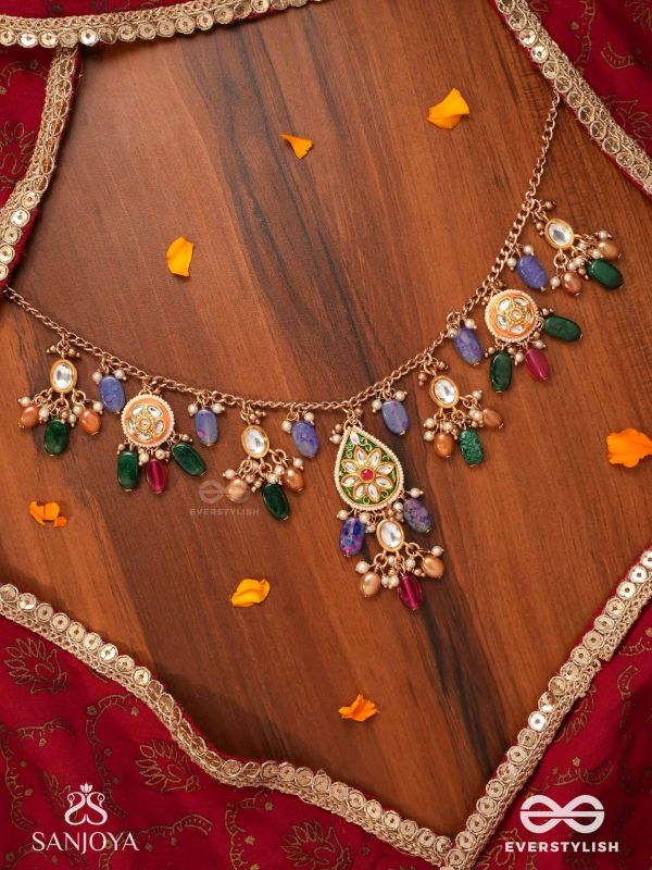 RANGKUSUMA - BLOOM OF COLORS- VIBRANT KUNDAN NECKLACE WITH BEADS, PEARLS AND ENAMELLING