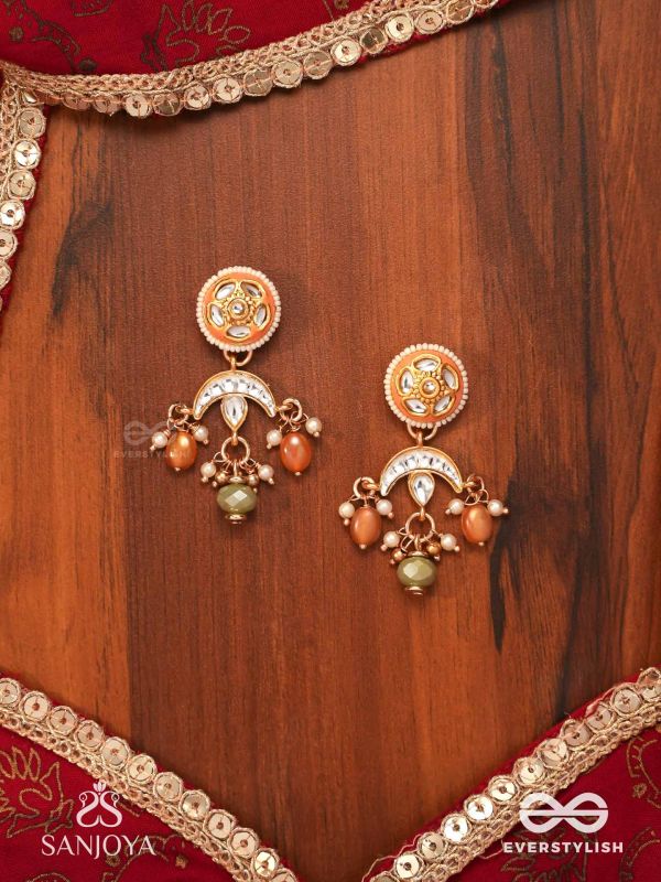RAGTANIKA - COLORED COMPOSITION- HERITAGE STYLE KUNDAN EARRINGS WITH PEARLS AND BEADS