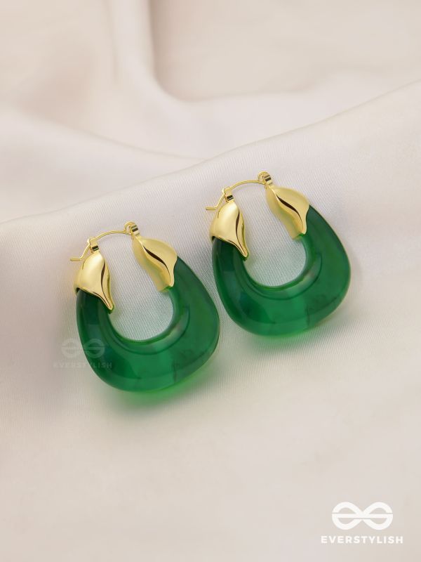 EMERALD EMBRACE-  TRANSLUCENT GREEN HOOPS