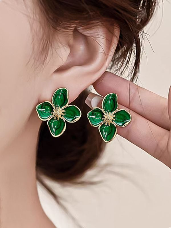 EMERALD BLOOM- STATEMENT FLORAL STUDS