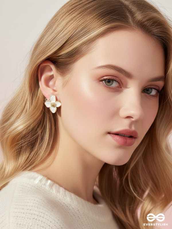IVORY FLARE- GENTLE OFF-WHITE BLOOM STUDS