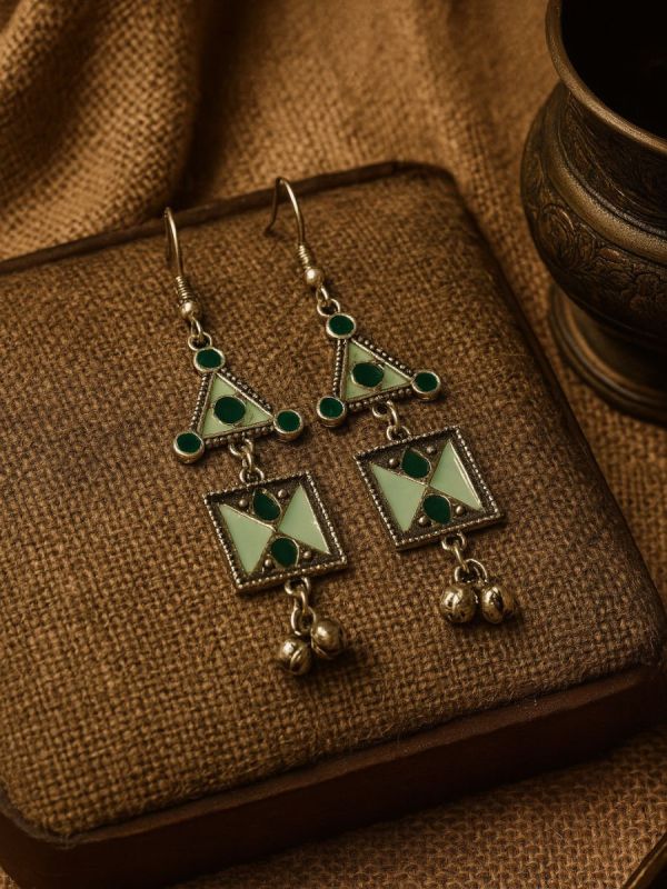 GYPSY MUSE- ENAMELLED OXIDISED EARRINGS