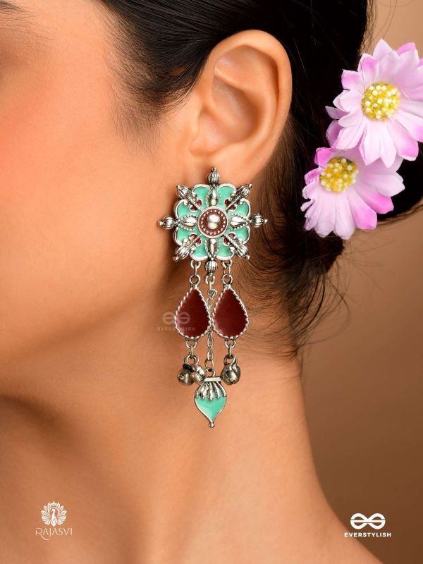 ROYAL NOMAD - ENAMELLED FLORAL OXIDISED EARRING