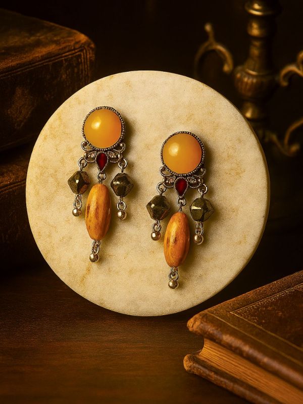 DESERT GEM- MULTI-STONE OXIDISED DANGLE EARRING