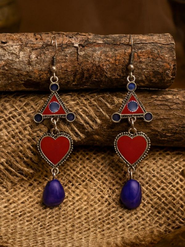 HEARTBEAT DROP - FUNKY HEART OXIDISED EARRING