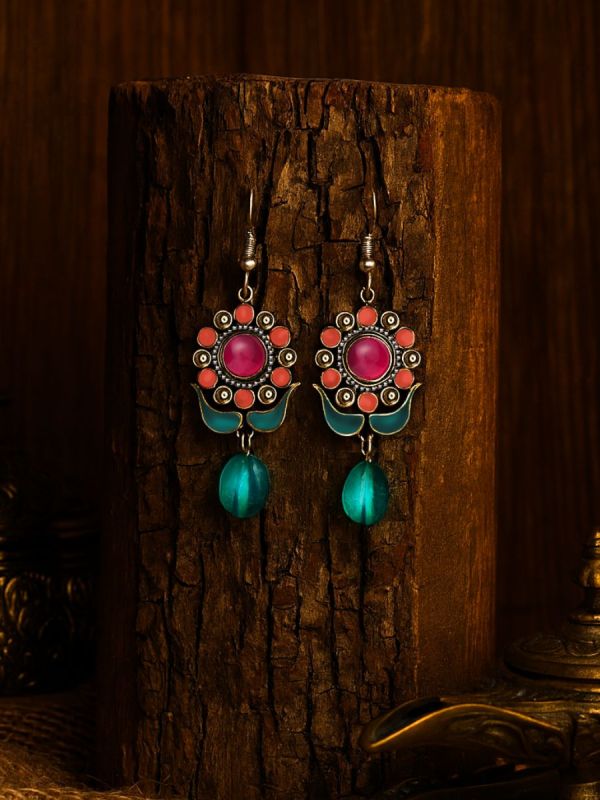 BLOOM BURST – RED ENAMEL FLOWER EARRING