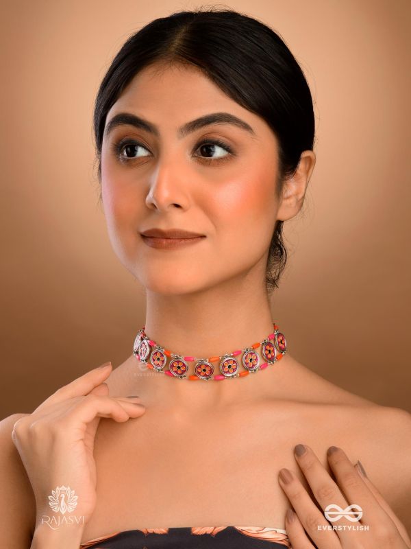 RANGREZA - FLORAL ENAMELLED OXIDISED CHOKER