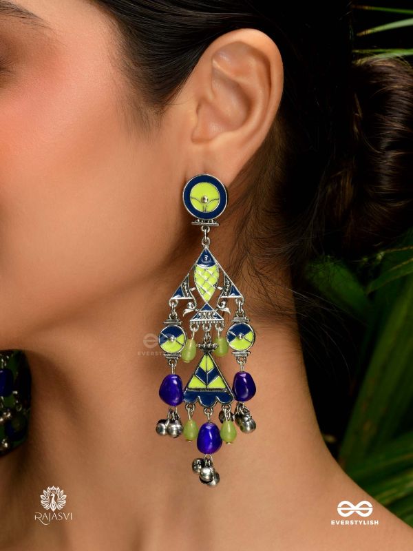 BREEZY BLOOM- ENAMELLED FOLK-INSPIRED OXIDISED EARRING