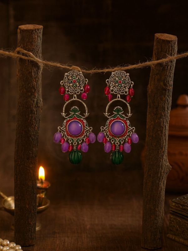 MANDALA BLOOM - ARTISTIC FOLK OXIDISED EARRING