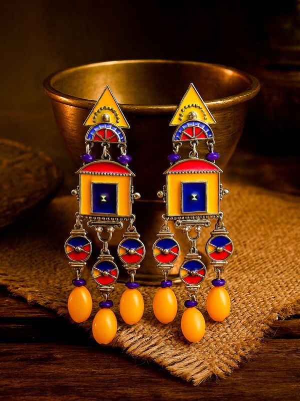 RANG MANTRA - GEOMETRIC OXIDISED EARRING