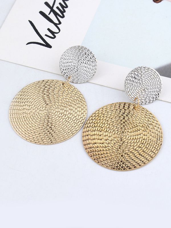 The Earthy Touch Twin Circles Golden And Silver Designer Earrings. 