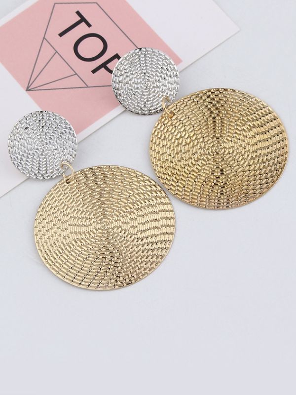 The Earthy Touch Twin Circles Golden And Silver Designer Earrings. 