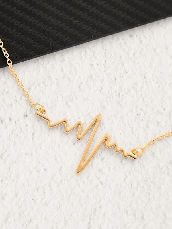 The Elegant Casual Heartbeat Necklace- Golden With Anti-Tarnish Coating 