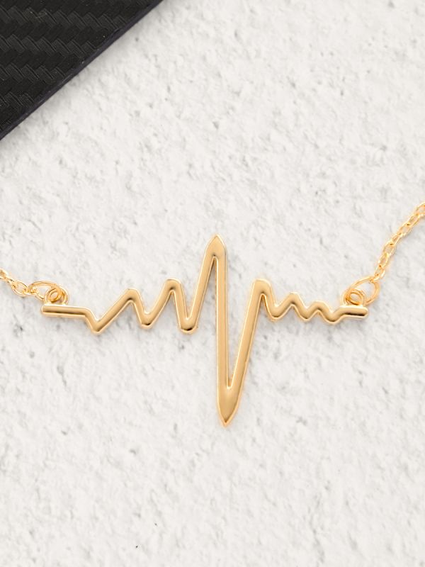 The Elegant Casual Heartbeat Necklace- Golden With Anti-Tarnish Coating 