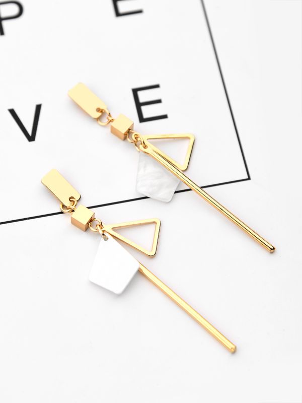 The Playfully Elegant Dangling Earrings - Golden-White