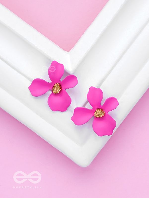 The Floral Finesse - Gorgeous Statement Studs (Cerise Pink)