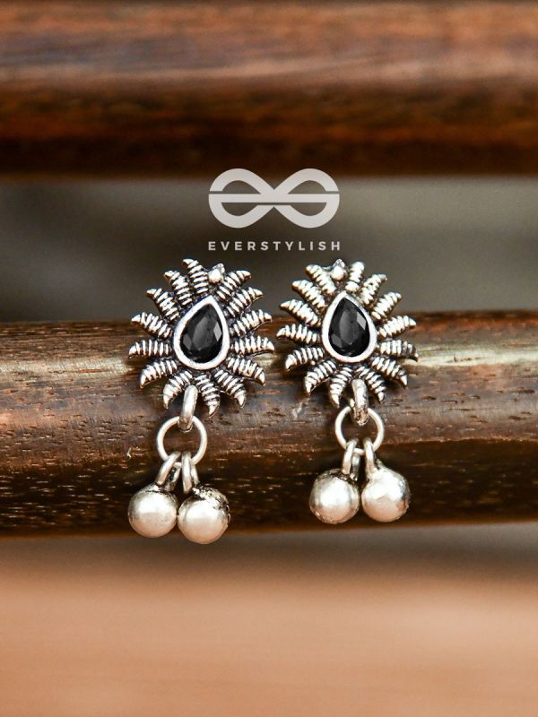 The Flared Droplet Studs (Onyx Black) - The Melodious Ghungroo Collection