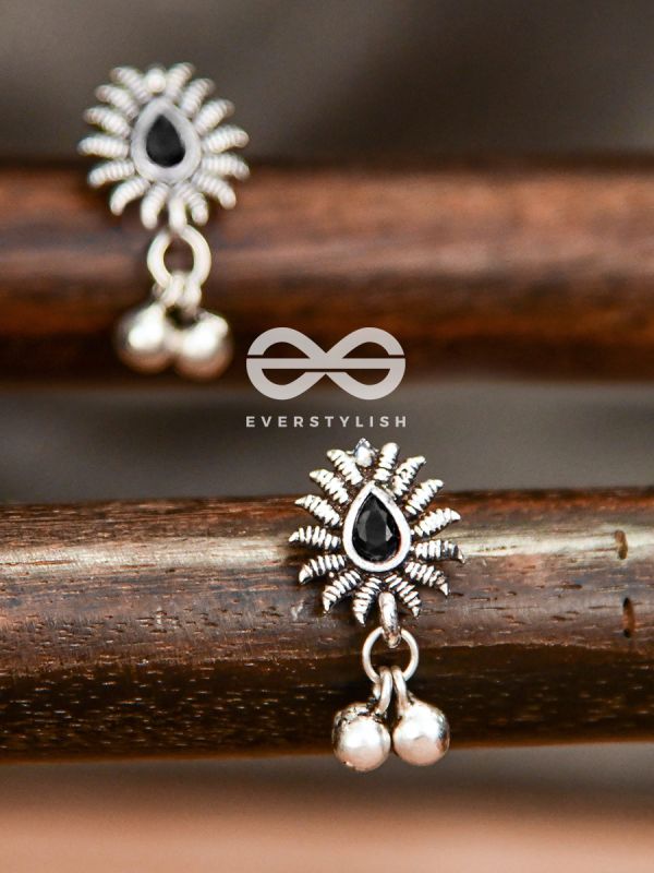 The Flared Droplet Studs (Onyx Black) - The Melodious Ghungroo Collection