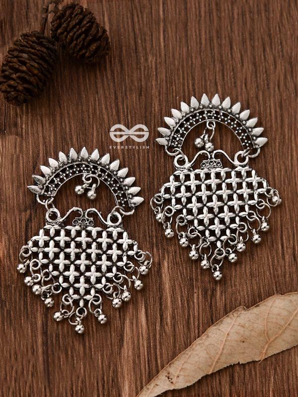 The Criss-Cross Crescent Moon - Oxidised Boho Earrings