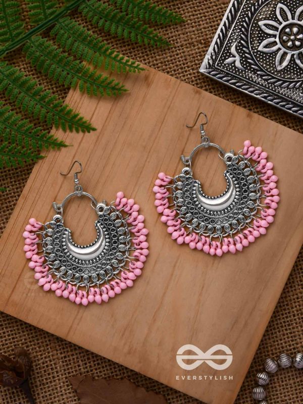 The Motif Moon Chandbali Earrings (Watermelon Pink) - The Boho Basics