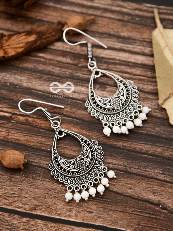 The White Droplet Traditional Motif Earrings