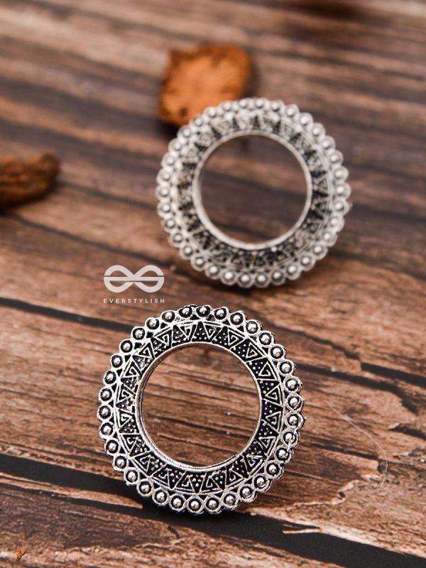 The Aztec Circles - Oxidised Boho Earrings