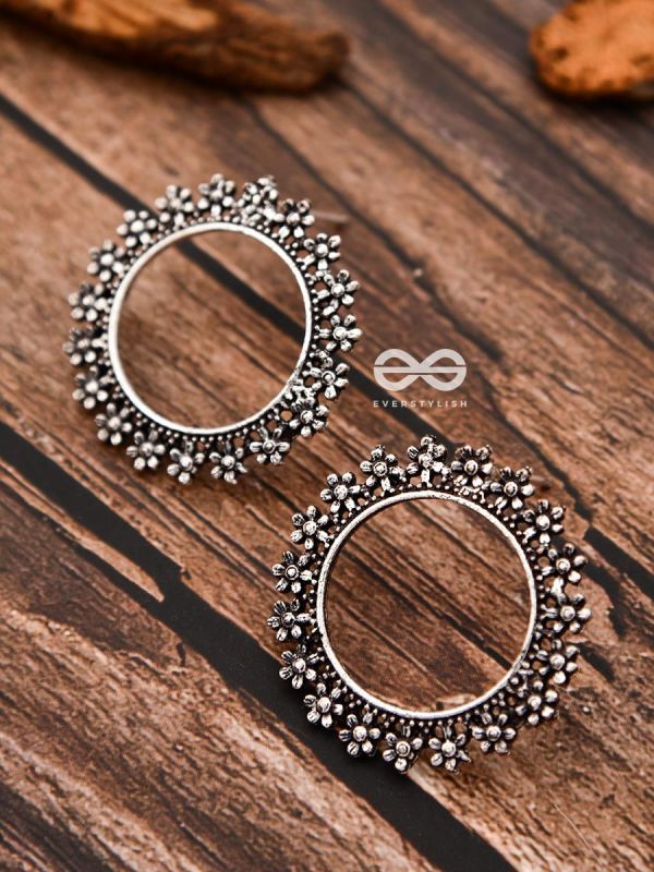 The Flowery Circles - Oxidised Boho Earrings