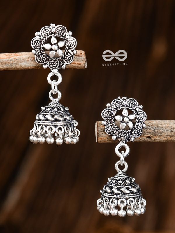 Little Floral Intricate Jhumkis - Tiny Trinket Earrings