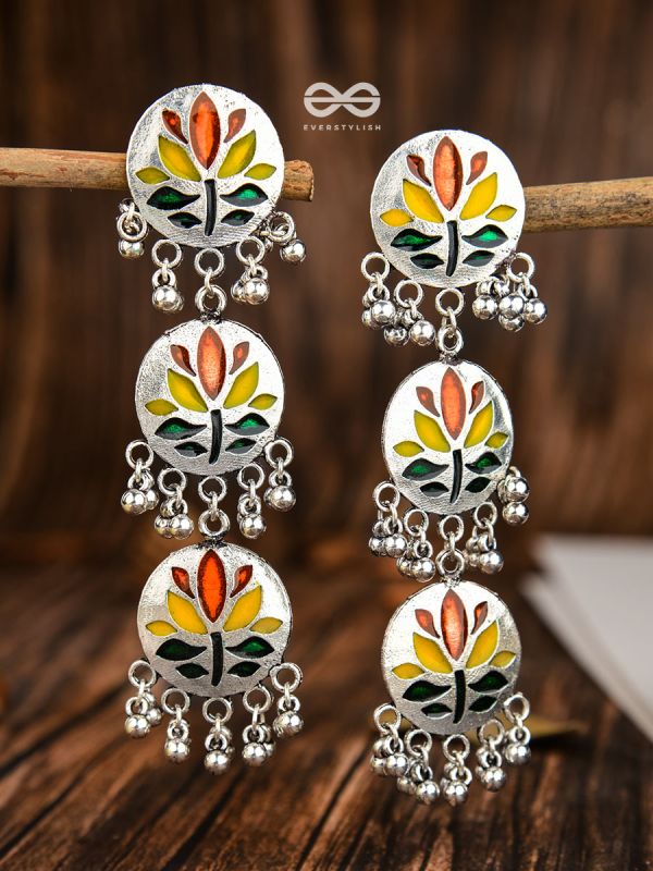 The Hand-crafted Beauty - Oxidised Meenakari Danglers