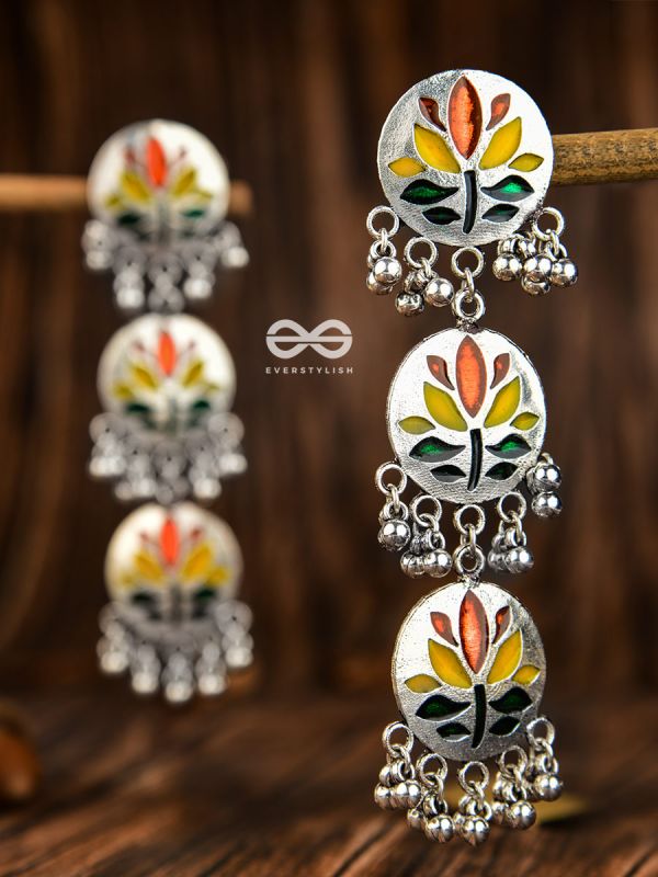 The Hand-crafted Beauty - Oxidised Meenakari Danglers
