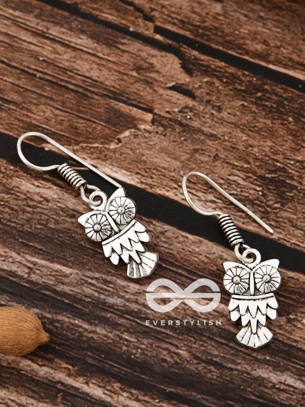 The Little Cutesy Owl Danglers - Tiny Trinket Earrings