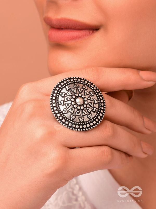 The Warrior's Shield - Oxidised Boho Ring