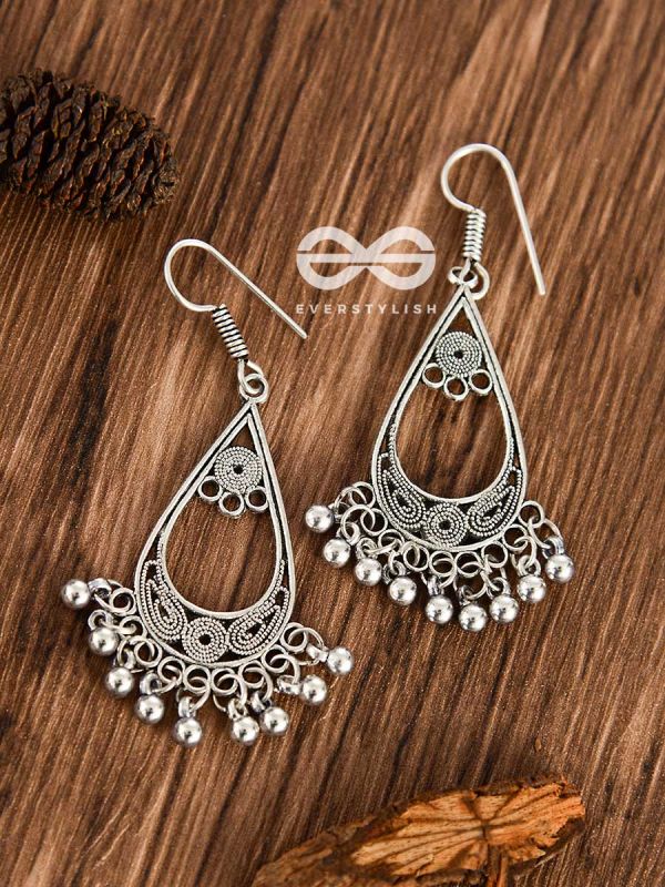 The Tribal Droplet Danglers - Oxidised Boho Earrings