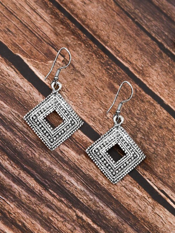 The Oxidised Squares - Tiny Trinket Earrings