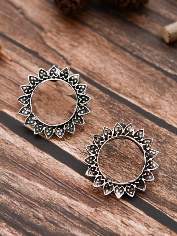 The Funky Florals - Oxidised Boho Studs