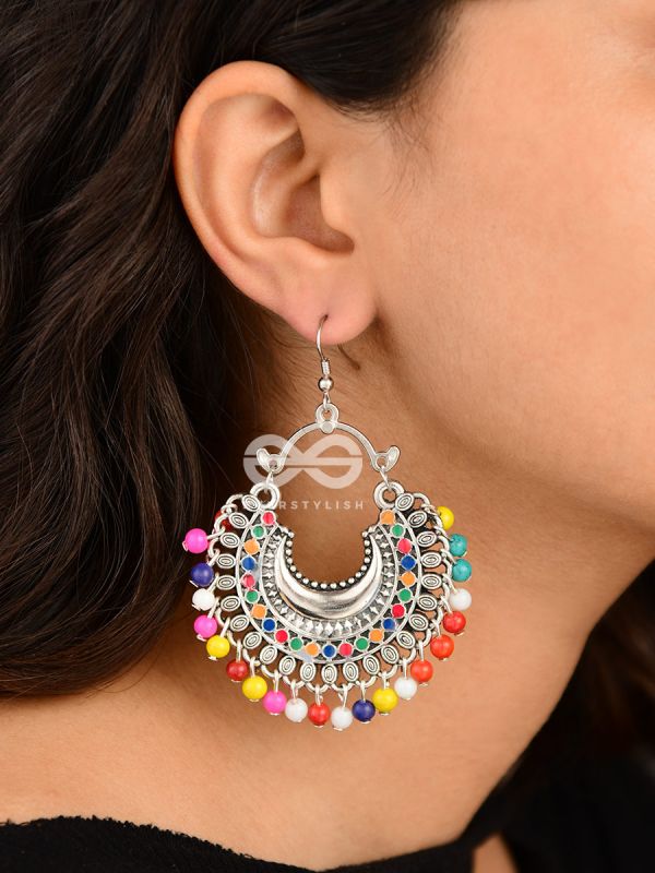 The Motif Moon - Oxidised Chandbali Earrings (Multi Color)
