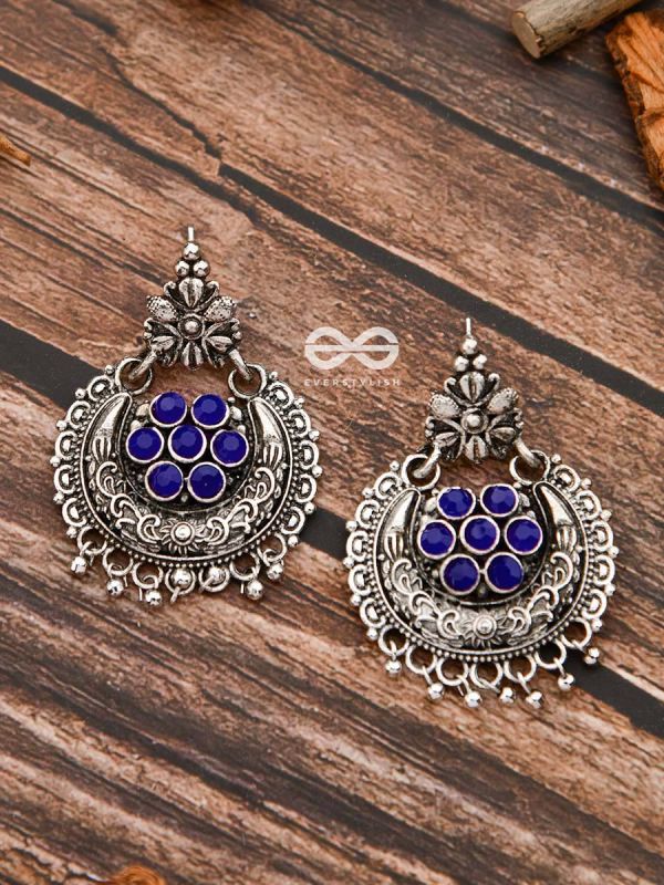 The Peppy Touch - Oxidised Boho Earrings (Blue)