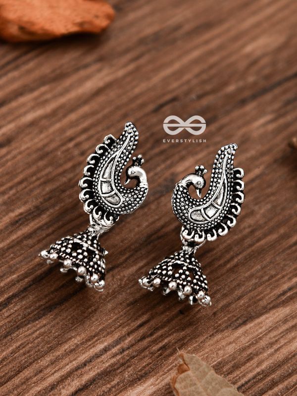 The Little Motif Peacock Jhumki - Tiny Trinket Earrings